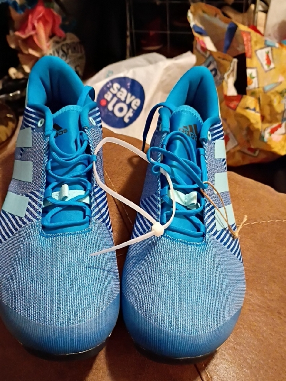 adidas Bright Blue Cleats with Light Blue Stripes